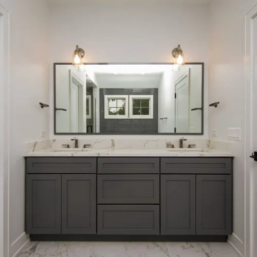 Quartz Vanity Grey Cabinets