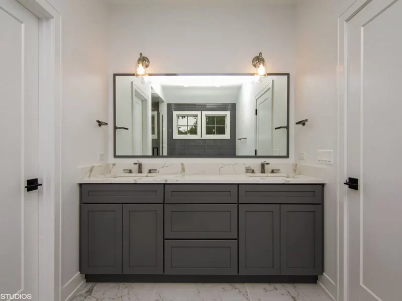 Quartz Vanity Grey Cabinets